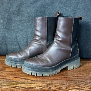Brown Leather Lug Sole Boots